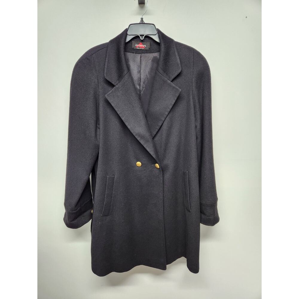 Vintage Alorna By Warumbo Women's Wool Coat, Size XL, In Black & Gold Buttons